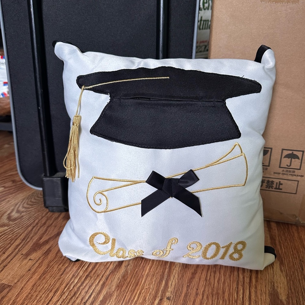 Graduation Throw Pillow - Black and Gold